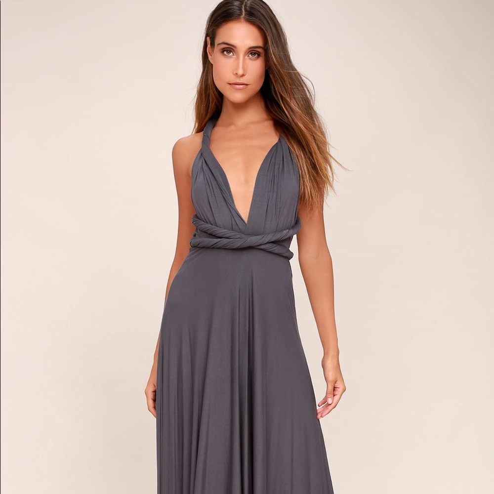 Lulus Dark Grey Versatile Maxi Dress